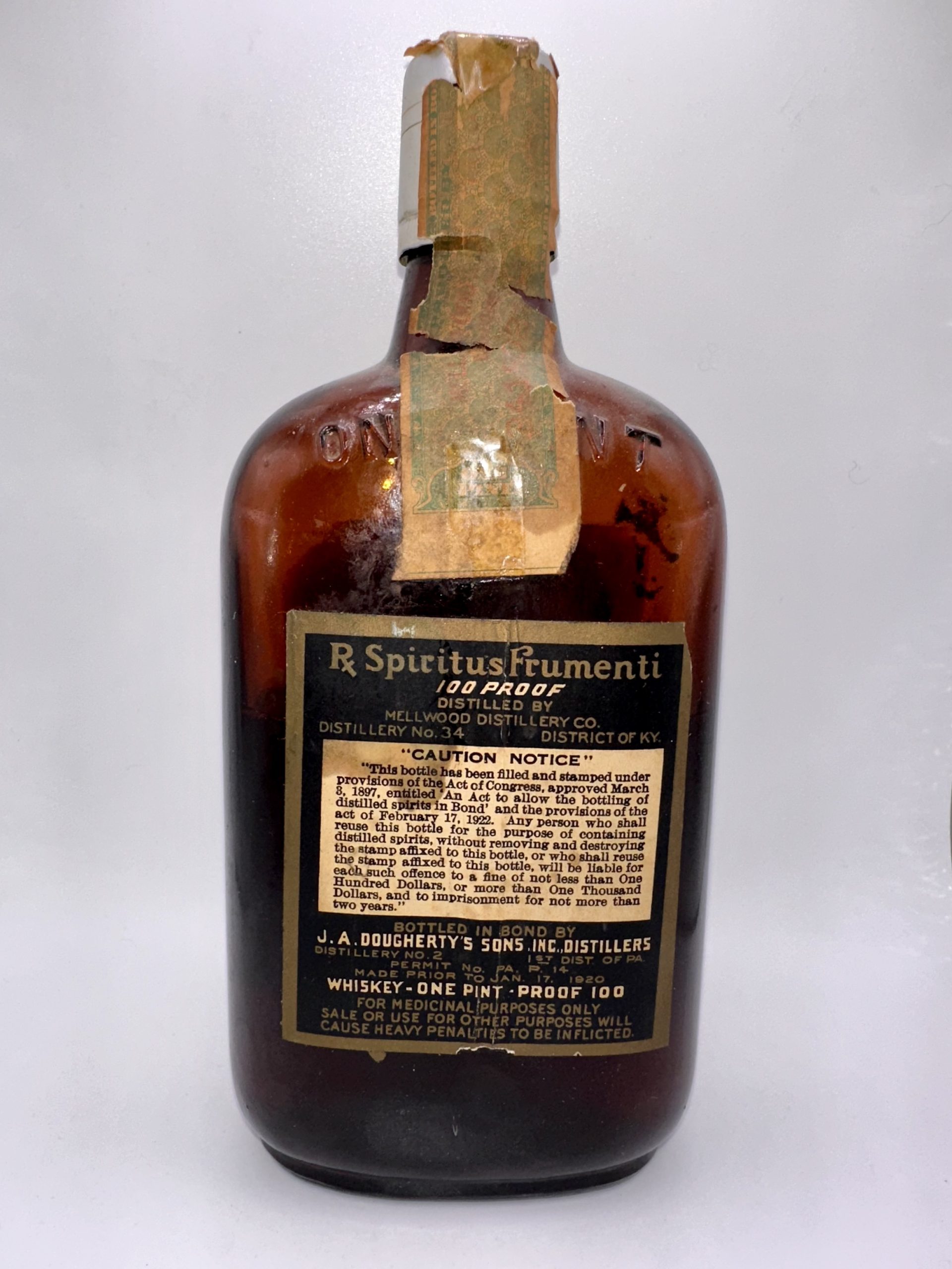 Dougherty's Private Stock Pure Old Whiskey - Prohibition Pint