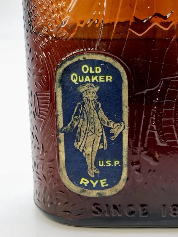 Old Quaker Rye Whiskey Front Detail